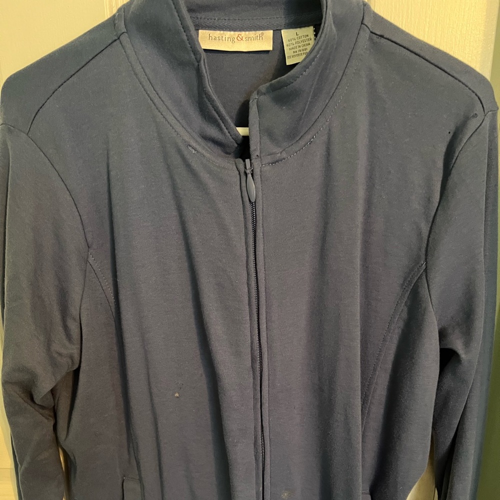 Blue warm up zipper jacket size L